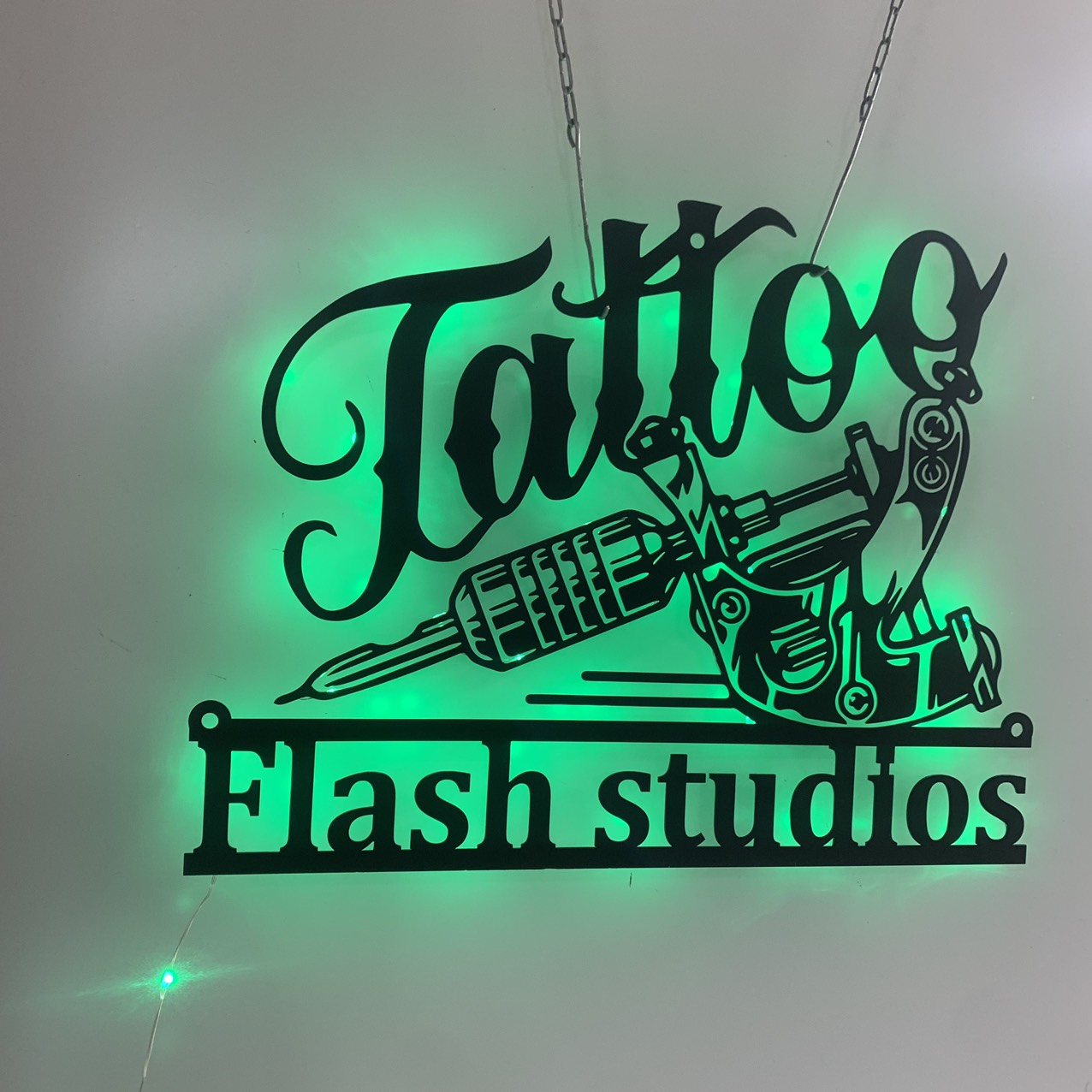 Personalized Tattoo Artist Name Metal Sign With Led Lights, Custom Ink Studio Name Sign, Tattoo Studio Wall Art, Tattoo Machine Metal Led