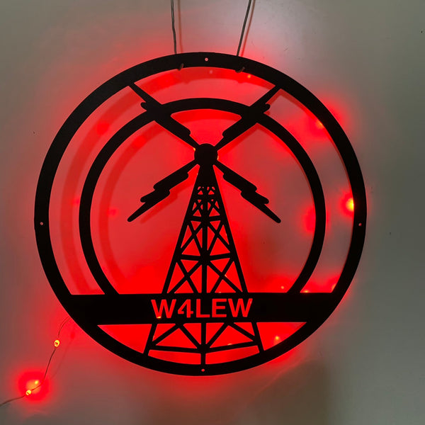 Custom Ham Radio Metal Wall Art With Led Light, Personalized Amateur Radio Name Sign, Radio Operator Metal Led, Ham Radio Call Sign