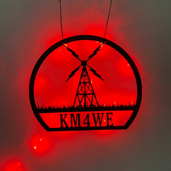Custom Ham Radio Metal Sign With Led Lights, Personalized Amateur Radio Wall Art, Radio Operator Sign, Ham Radio Call Sign