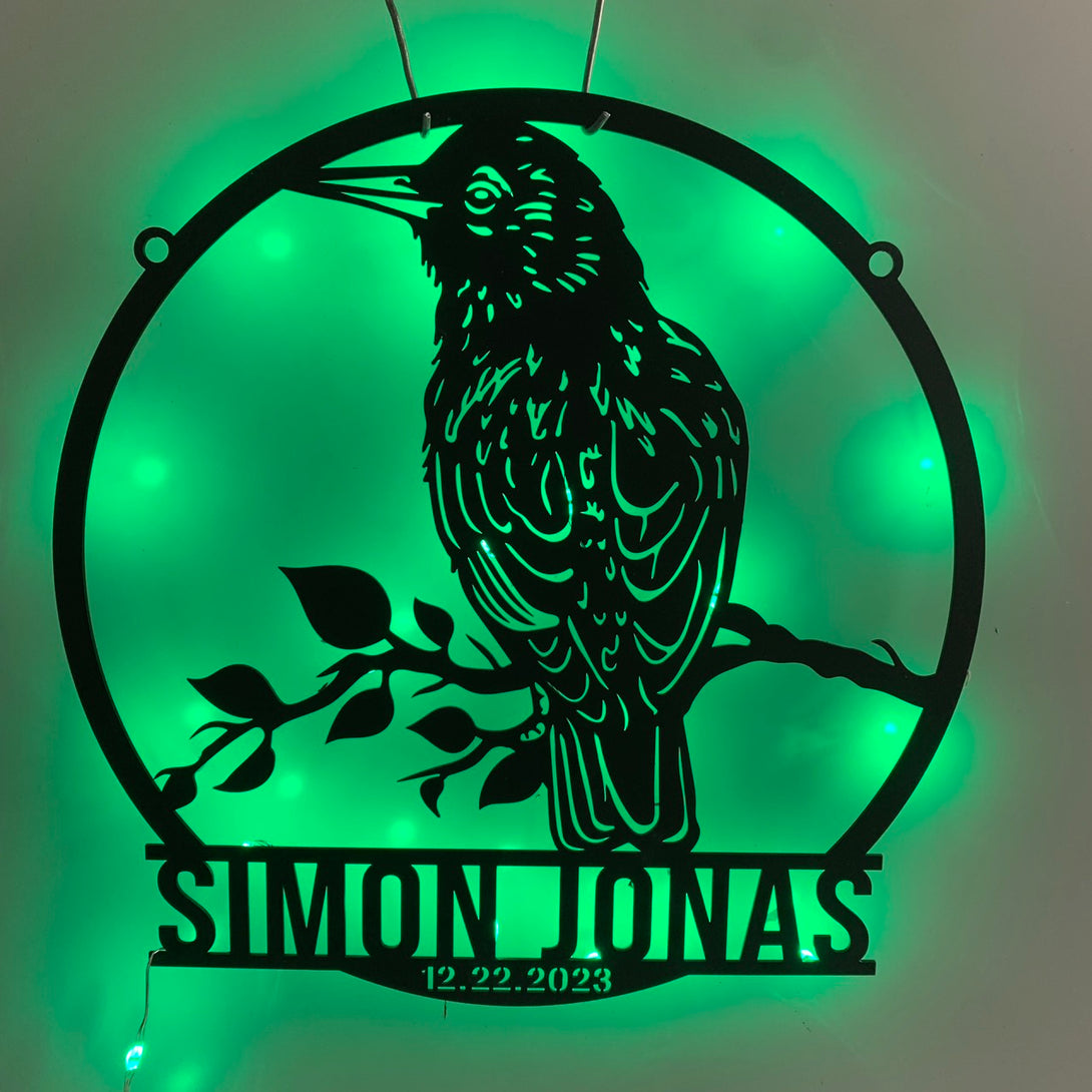 Personalized Birds On A Branch Metal Wall Art Led Lights, Metal Sign With Birds, Love Birds Welcome Metal Sign, Bird Metal Hanging Outdoor Porch Decor