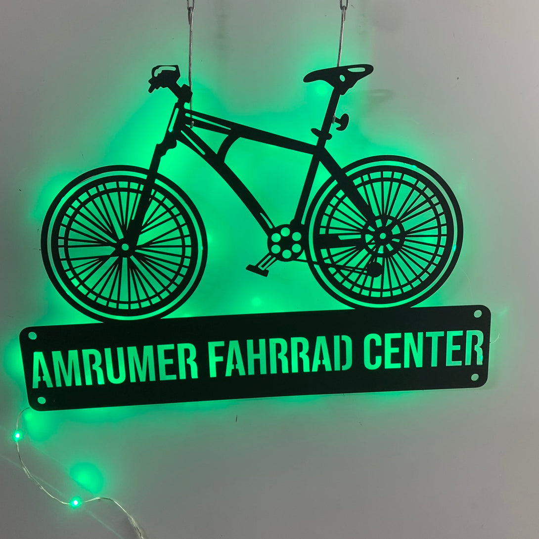 Personalized Bicycle Metal Wall Art With Led Lights, Custom Cyclist Name Metal Sign, Metal Bike Garage Sign, Bicycle Kids Room Metal Wall Decor