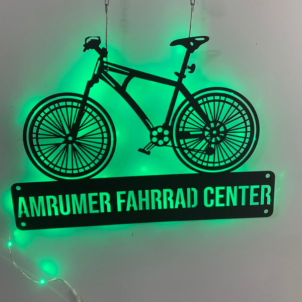 Personalized Bicycle Metal Wall Art With Led Lights, Custom Cyclist Name Metal Sign, Metal Bike Garage Sign, Bicycle Kids Room Metal Wall Decor
