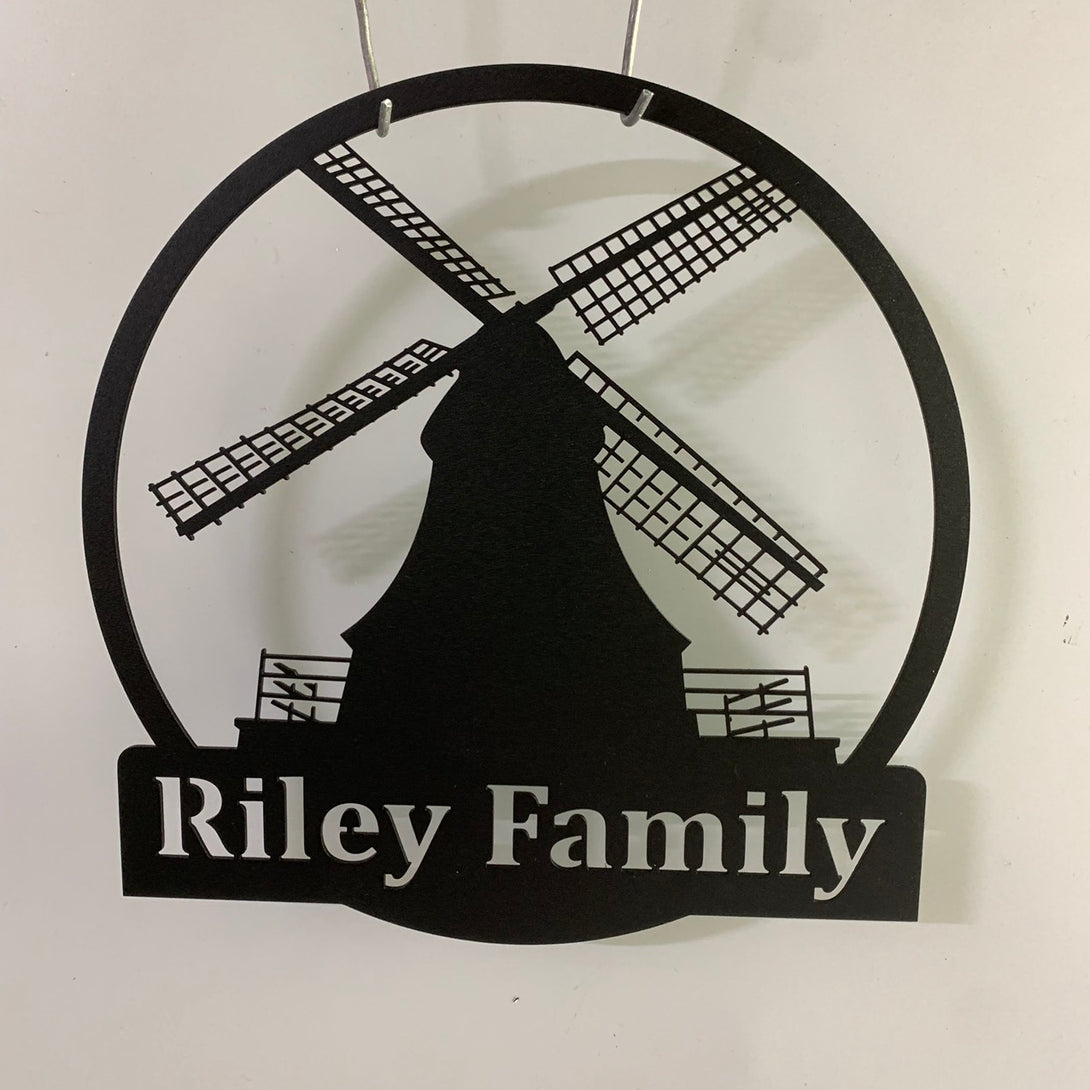 Personalized Windmill Monogram Metal Sign Art, Custom Windmill Metal Wall Art, Windmill Metal Wall Decor, Dutch Windmill Metal Wall Hanging