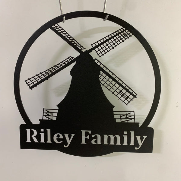 Personalized Windmill Monogram Metal Sign Art, Custom Windmill Metal Wall Art, Windmill Metal Wall Decor, Dutch Windmill Metal Wall Hanging