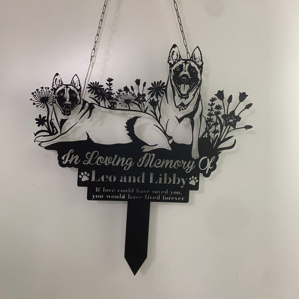 Personalized Floral Dog Memorial Garden Stake, Custom Dog Memorial Metal Grave Marker, Pet Loss Remembrance Stake, Dog Lovers Metal Yard Sign