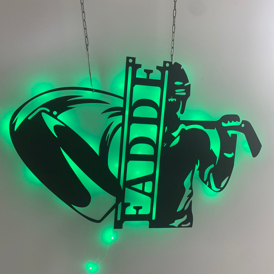 Custom Hockey Player Metal Wall Art With Led Lights, Personalized Hockey Player Metal Name Sign, Ice Hockey Jersey Kids Room Metal Wall Sign Decor