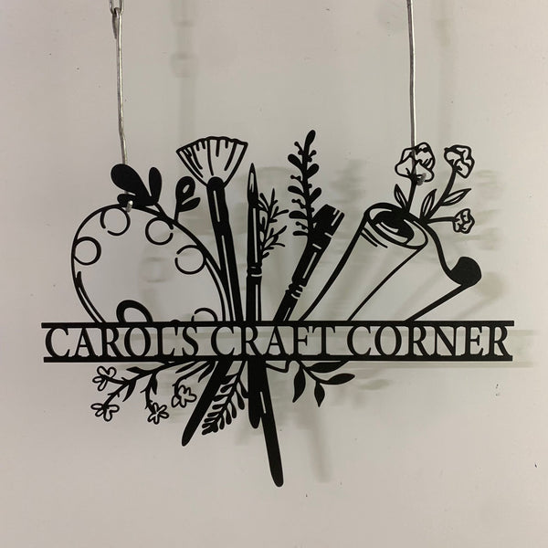 Custom Art Studio Metal Wall Sign, Personalized Artist Metal Name Sign, Art Supplies Painter Tools Metal Sign, Painter Name Metal Wall Art