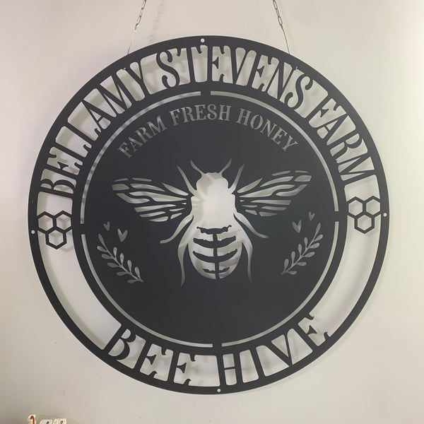 Personalized Gardener Bee Keeper Metal Sign With Name, Custom Honey Bee Metal Wall Art, Welcome Family Bee Sign, Bee Hive Metal Sign Garden Decor