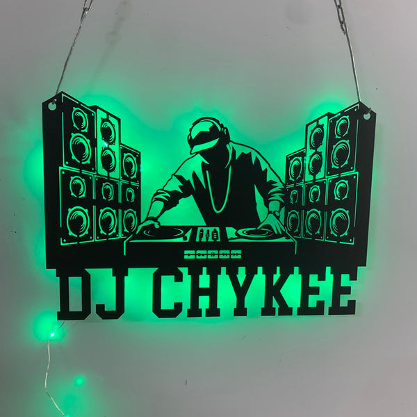 Personalized Disc Jockey Metal Name Sign Led Lights, Custom Dj Disc Jockey Music Metal Wall Art, Disc Jockey Music Bar Club Metal Wall Sign Decor