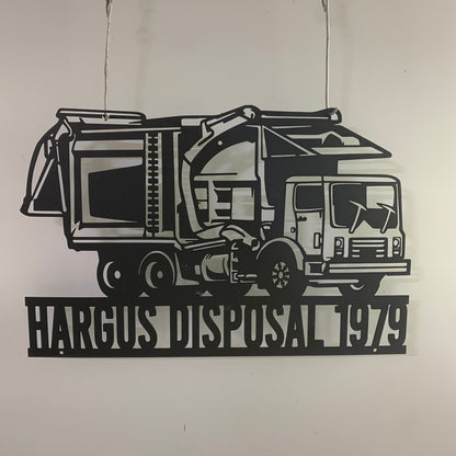 Custom Garbage Truck Metal Wall Art, Personalized Garbage Trucker Metal Name Sign, Garbage Truck Man Cave Metal Wall Hanging Decor