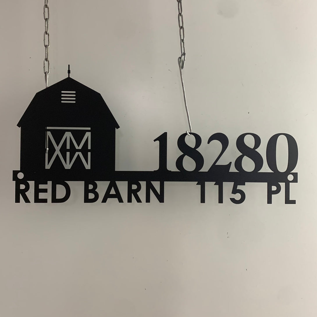 Custom Farmhouse Barn Address Metal Sign, Farm Gate Metal Hanging, Custom Red Barn Street Number Metal Sign, Personalized Welcome Farm Ranch Sign