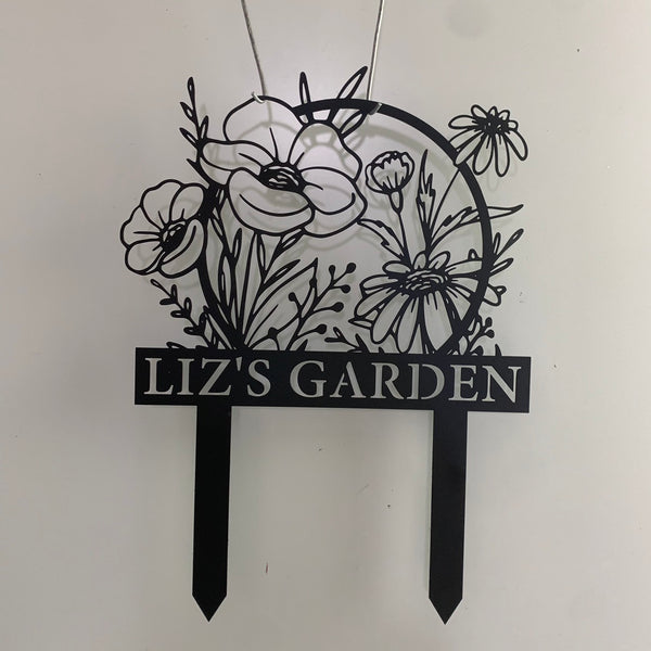Personalized Flower Garden Metal Stake, Custom Name Gardener Metal Yard Sign, Welcome Garden Metal Sign With Stake, Gardening Metal Outdoor Stake