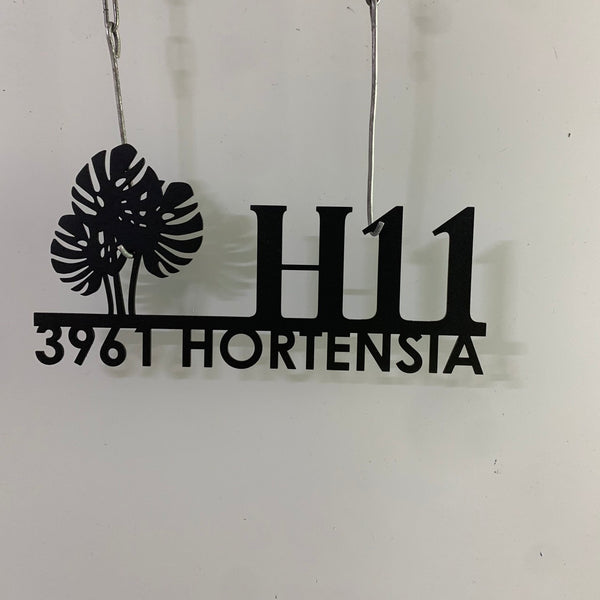 Custom Tropical Monstera Leaf Address Metal Wall Art, Personalized Street House Number Metal Sign, Monstera Leaf Front Porch Metal Wall Hanging