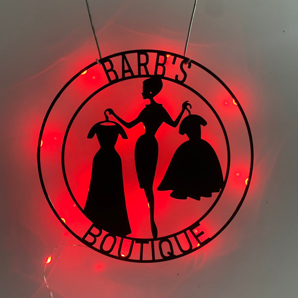 Personalized Boutique Metal Sign Led Lights, Custom Boutique Business Metal Sign, Clothing Store Sign, Dressing Room Fitting Room Wall Sign Decor