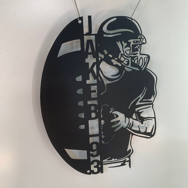 Custom American Football Metal Wall Art, Personalized Football Player Metal Name Sign, Football Sport Metal Sign, Football Lover Room Metal Sign