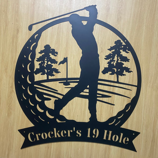 Custom Golf Metal Wall Art, Personalized Golfer Metal Name Sign, Golf Playground Metal Sign, 19th Hole Metal Sign, Golf Monogram Metal Sign