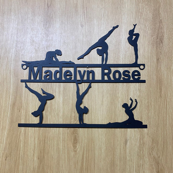 Custom Gymnastics Sport Metal Wall Art, Personalized Girl Gymnast Metal Name Sign, Gymnastics Sport Kid Room Metal Wall Sign Decor