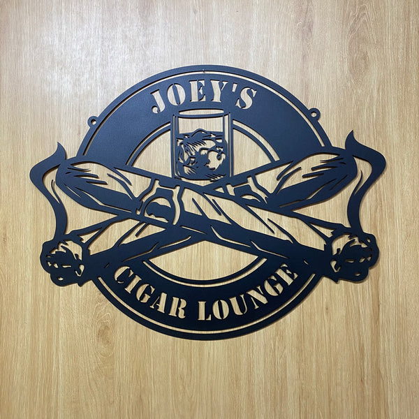 Personalized Name Cigar Lounge Metal Sign, Cigar Smoking Metal Wall Art With Custom Name, Cigar Home Bar Pub Man Cave Metal Wall Sign Decor