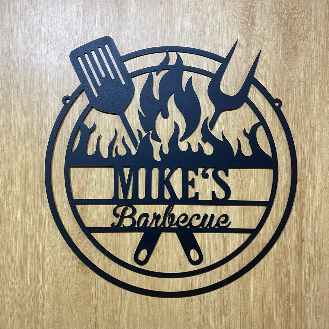 Personalized Barbecue Metal Wall Art, Custom Grill Bar Backyard Metal Sign, Barbecue Backyard Metal Signs, Chill & Grill Sign Metal Wall Decor