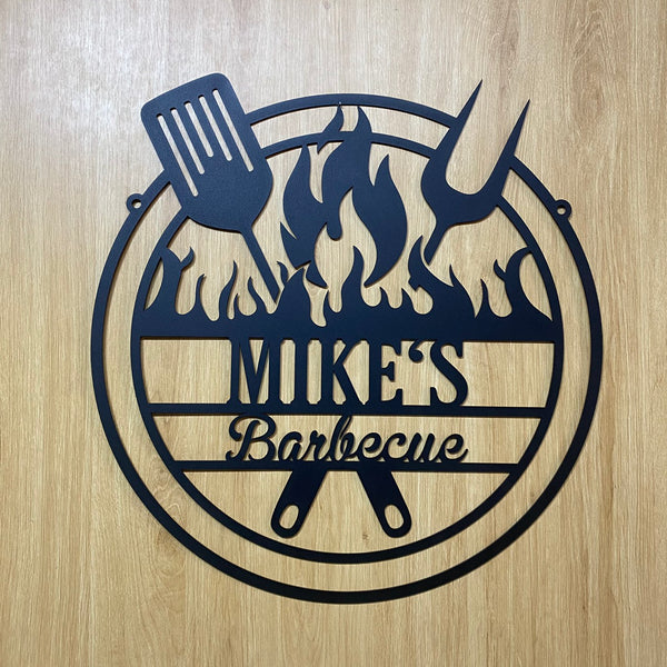Personalized Barbecue Metal Wall Art, Custom Grill Bar Backyard Metal Sign, Barbecue Backyard Metal Signs, Chill & Grill Sign Metal Wall Decor
