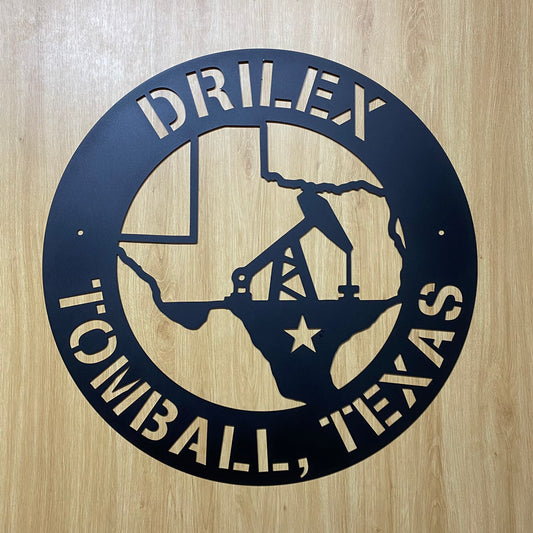 Personalized Texas Oilfield Metal Name Sign, Custom Oil Pumpjack Monogram Metal Wall Art, Oil Rig Metal Wall Art Decor, Oilfield Metal Sign