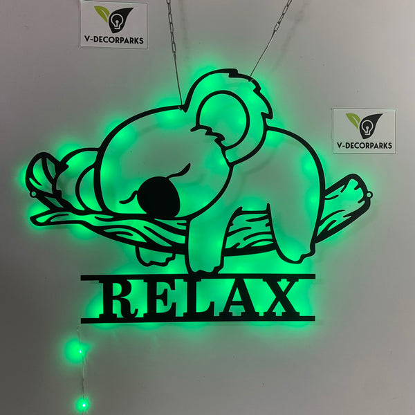 Personalized Baby Koala Metal Wall Art Led Light, Custom Sleeping Koala Metal Sign, Koala Bear Baby Name Metal Sign, Koala Bear Kids Room Metal Decor