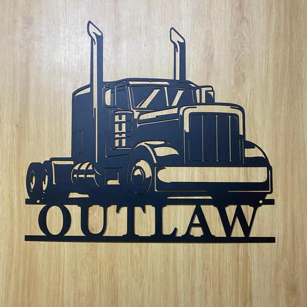 Custom Semi Truck Metal Wall Art, Personalized Semi Truck Driver Metal Name Sign, Semi Truck Garage Man Cave Metal Wall Sign Decor