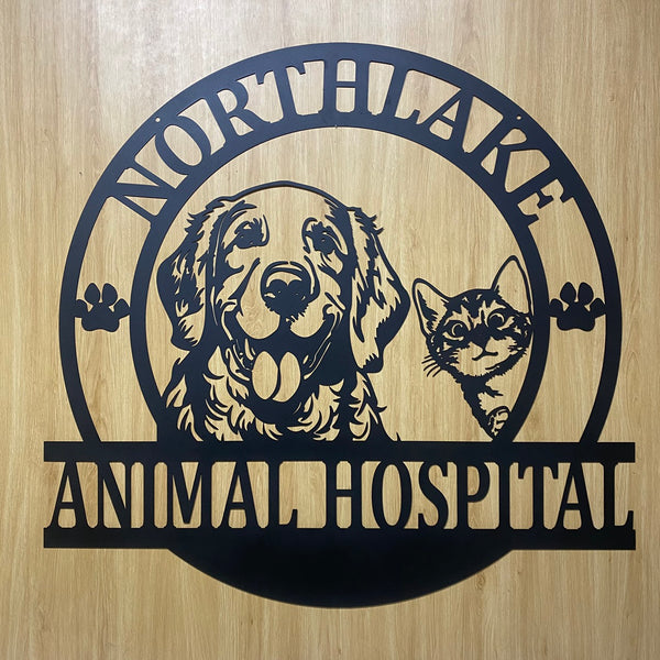 Custom Pet Clinic Metal Wall Art, Personalized Veterinarian Doctor Metal Name Sign, Veterinarian Office Metal Name Sign, Pet Care Clinic Metal Sign