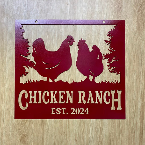 Customized Chicken Ranch Metal Name Sign, Personalized Chicken Coop Metal Sign, Chicken Farm Metal Decor, Metal Sign For Farm House