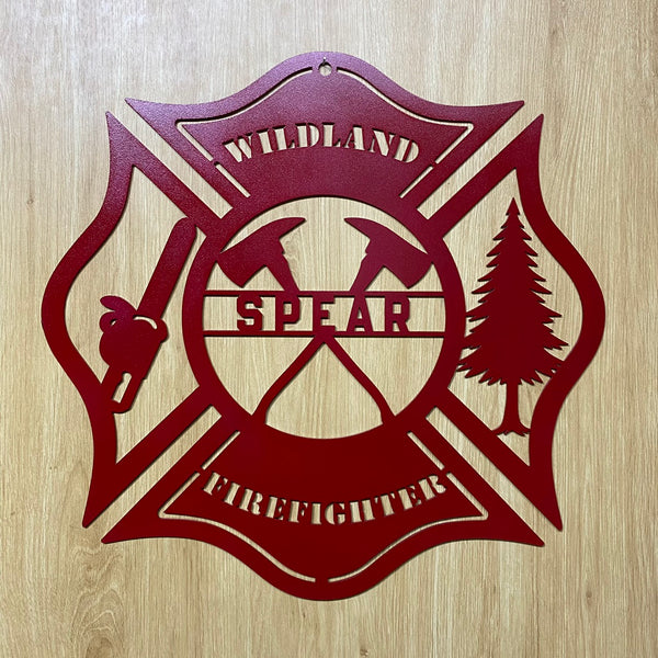 Personalized Firefighter Maltese Cross Metal Sign, Fireman Metal Wall Hanging, Fire Department Metal Wall Art, Firefighter Metal Name Sign
