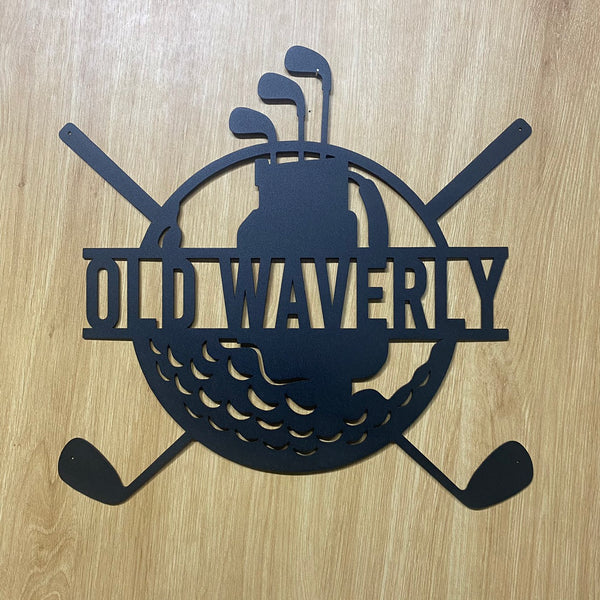 Custom Name Golfing Metal Wall Art, Personalized Golfer Metal Name Sign, Golf Ball 19th Hole Golf Club Patio Metal Wall Sign Decor