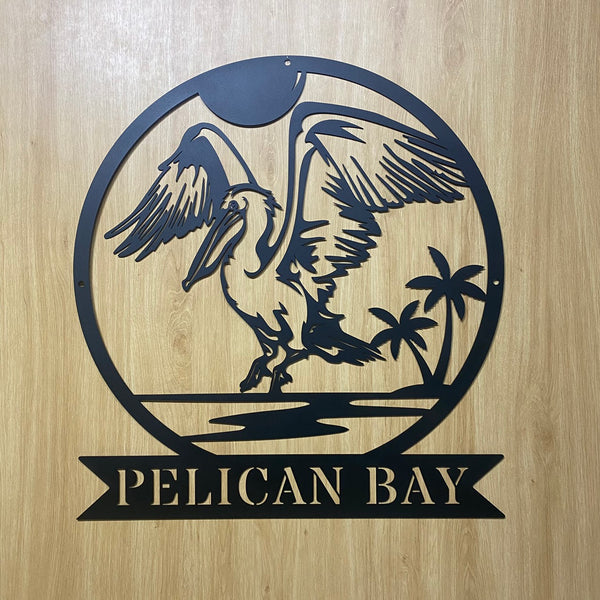 Custom American White Pelican Metal Sign, Personalized Pelican Hunting Metal Wall Art, Pelican Metal Name Sign, Hunter Man Cave Metal Wall Decor