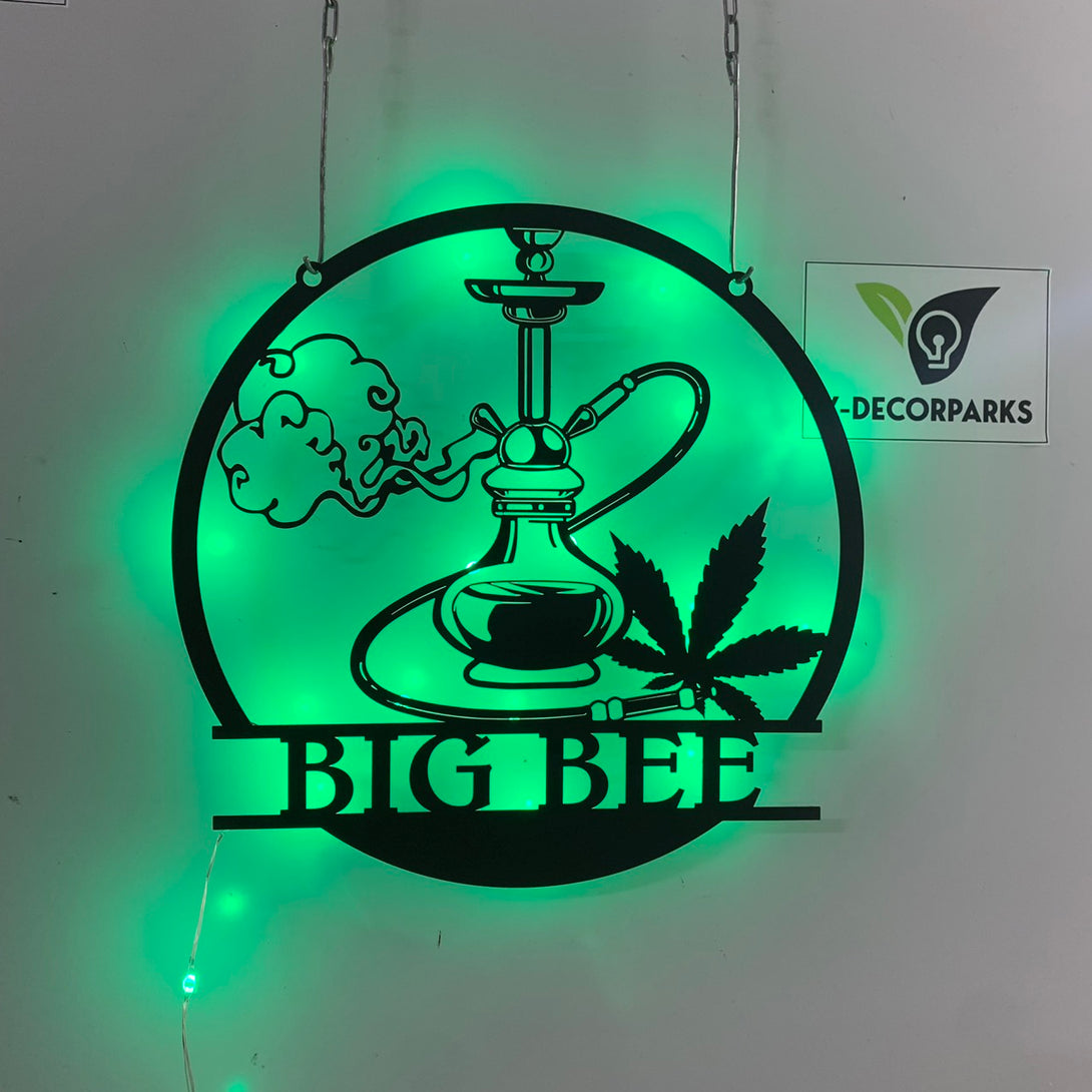 Custom Shisha Hookah Metal Wall Art Led Light, Personalized Shisha Smoker Metal Name Sign, Marijuana Smoke Shop Sign, Hookah Shop Metal Sign Decor
