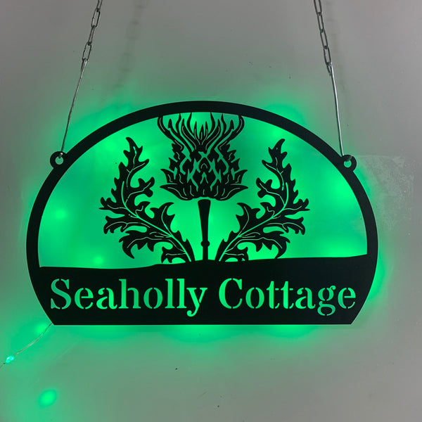 Personalized Scotland Thistle Metal Sign Led Lights, Custom Scotland Thistle Metal Wall Art, Scotland Flower Metal Art, Scotland Thistle Metal Decor