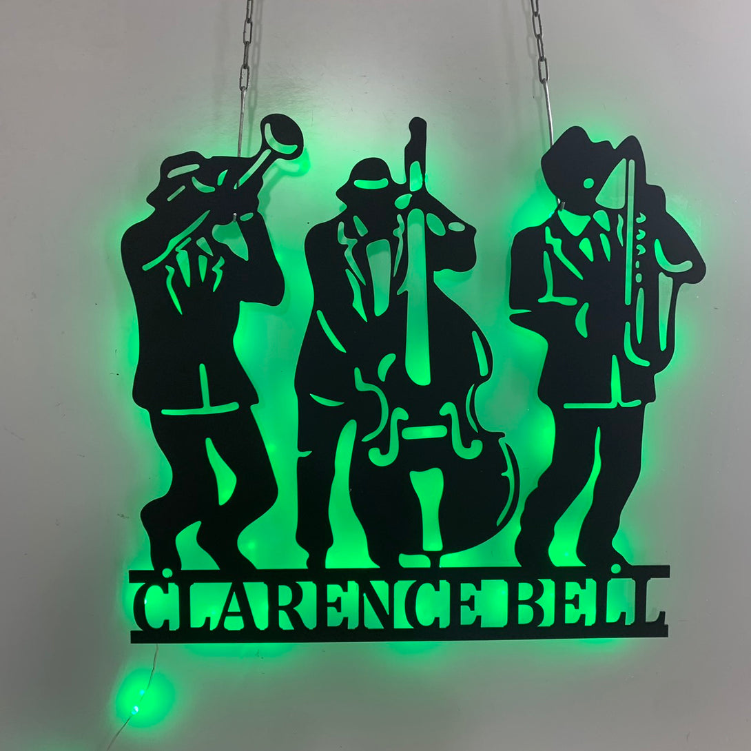 Personalized Jazz Music Band Metal Sign Led Lights, Custom Jazz Music Studio Metal Wall Art, Jazz Group Metal Sign, Jazz Music Lover Metal Name Sign