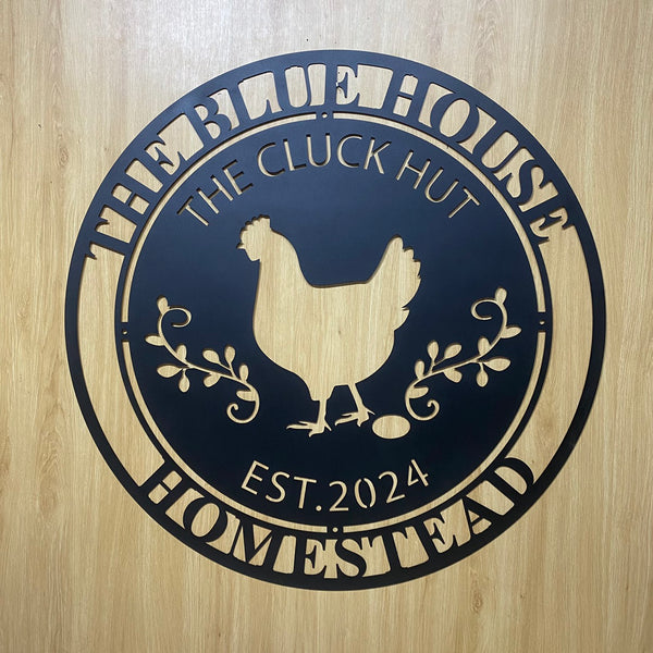 Customized Chicken Farm Metal Name Sign, Personalized Chicken Coop Metal Sign, Family Name Hens House Metal Sign For Farm House