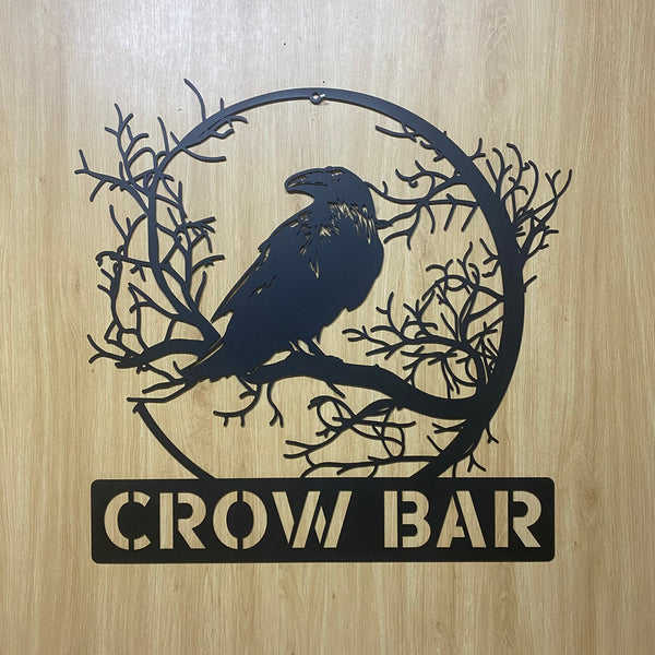 Custom Crow Birds Metal Name Sign, Personalized Black Raven Metal Sign, Raven Monogram Metal Wall Art, Black Crow Metal Wall Sign Decor