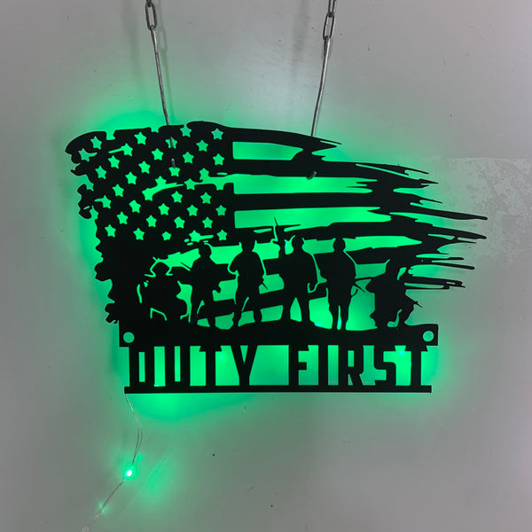 Custom American Flag Veteran Metal Sign With Led Lights, We Stand Together Us Flag Metal Wall Sign, Us Veterans Soldiers Patriotic Metal Wall Art