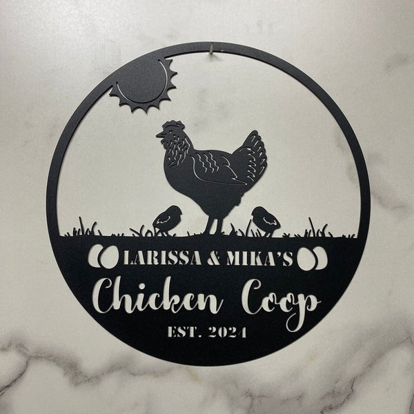 Personalized Name Chicken Coop Metal Farm Sign, Custom Hen House Metal Farm Sign, Poultry Barn Farmhouse Metal Sign, Chicken Farm Metal Decor
