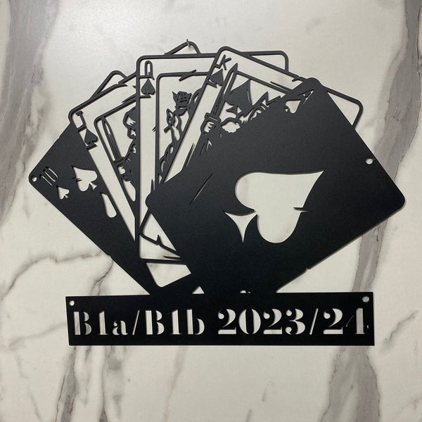 Custom Poker Cards Metal Wall Art, Personalized Casino Club Metal Sign, Poker Game Zone Metal Wall Decor, Custom Gamer Name Poker Cards Metal Sign
