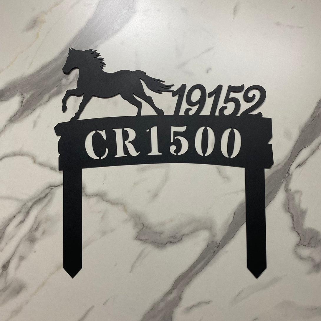 Personalized Horse Address Number Metal Stake, Custom Address House Number Metal Garden Stake, Horse Metal Yard Sign, Lawn Address Metal Sign