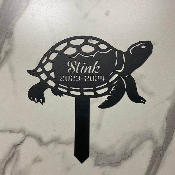 Custom Turtle Memorial Metal Stake, Turtle Metal Garden Decor, Turtle Loss Metal Grave Marker, Pet Sympathy Metal Sign, Turtle Remembrance Stake