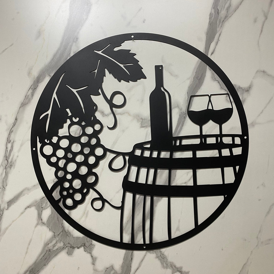 Grapes Wine Bar Metal Wall Art, Custom Metal Wine Bar Sign, Family Bar Restaurant Farmhouse Metal Art Decor, Patio Pool Bar Drink Metal Wall Sign