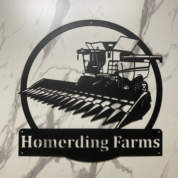 Custom Combine Harvester Farm Tractor Metal Name Sign, Personalized Harvester Farm Truck Metal Wall Art, Harvester Farm Metal Wall Sign Decor