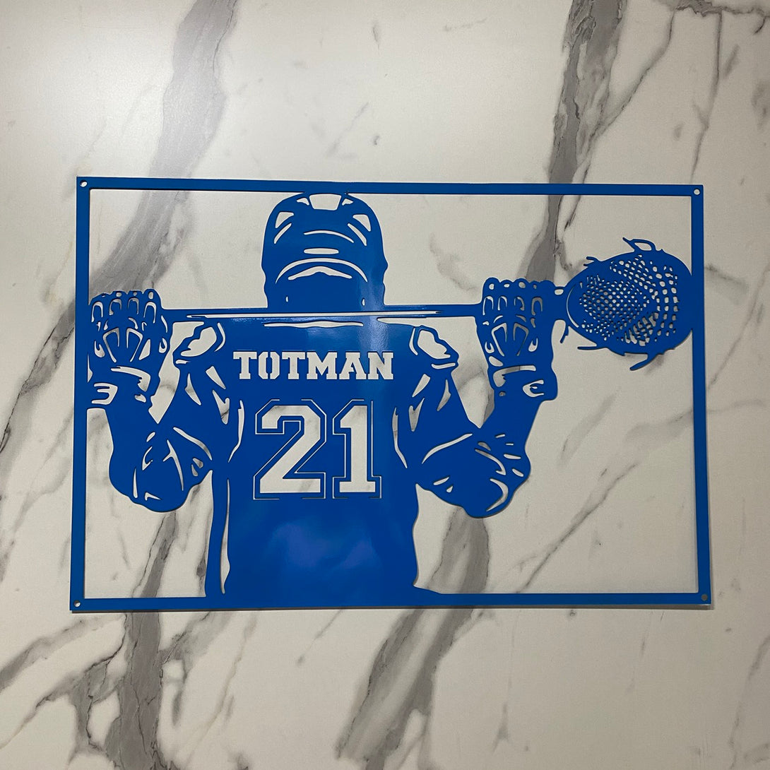 Personalized Lacrosse Player Metal Wall Art, Custom Lacrosse Player Name Number Metal Sign, Lacrosse Sport Metal Wall Hanging Decor