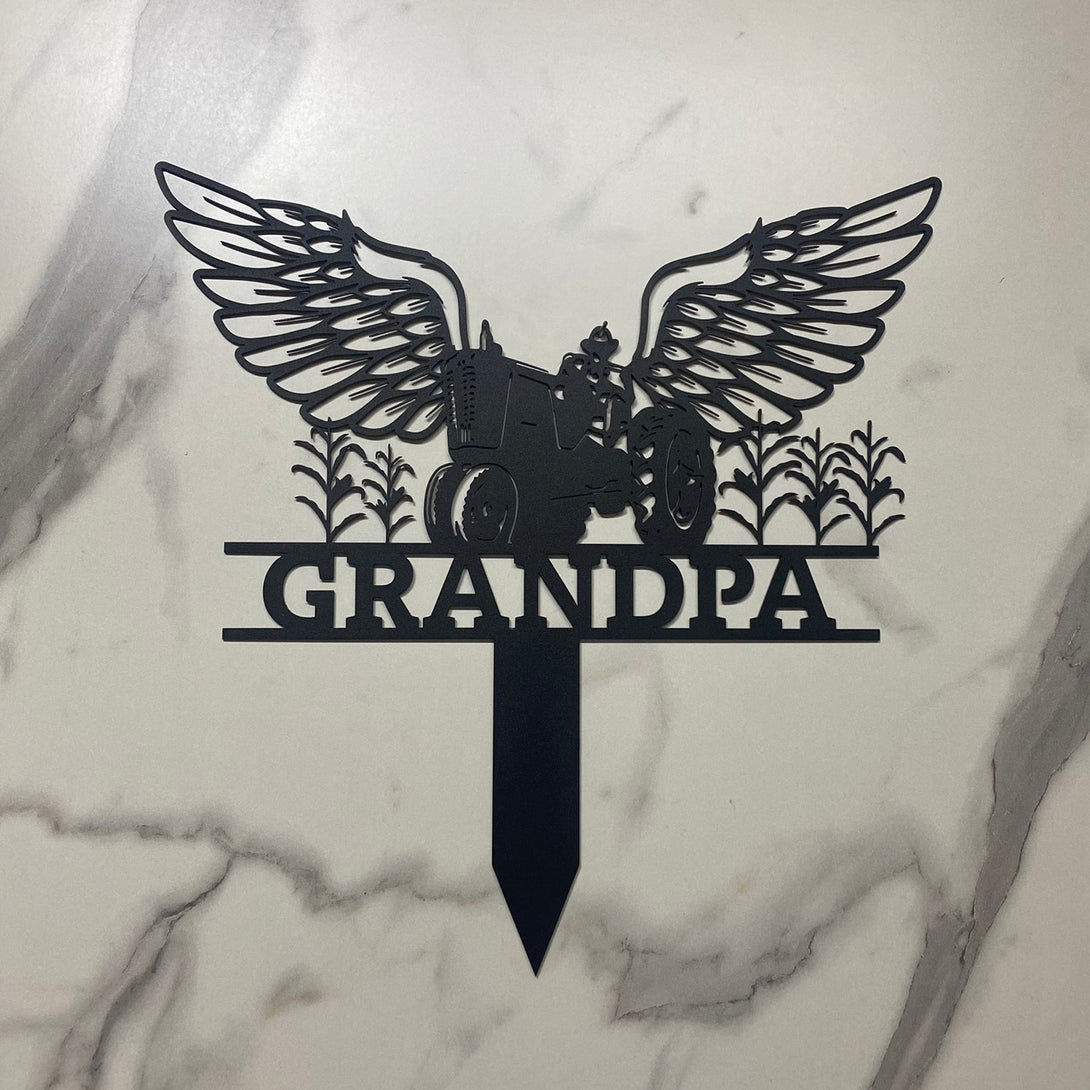 Custom Farmer Memorial Metal Garden Stake, Personalized Farmer With Wings Metal Garve Maker, Farmer Memorial Metal Plaque, Farmer Loss Metal Yard Sign