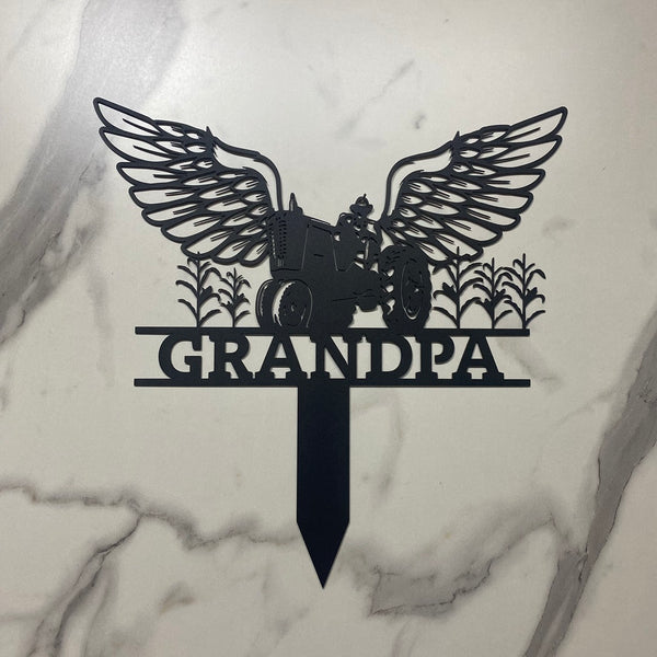 Custom Farmer Memorial Metal Garden Stake, Personalized Farmer With Wings Metal Garve Maker, Farmer Memorial Metal Plaque, Farmer Loss Metal Yard Sign