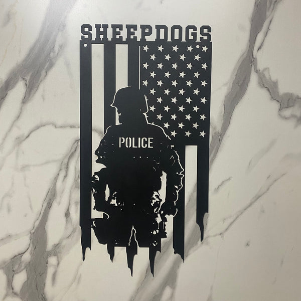 Personalized Us Flag Police Officer Name Metal Sign, Custom Cop Metal Wall Art Decor, Us Police Retirement Metal Wall Sign, Policeman Metal Name Sign