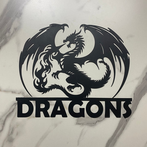Personalized Mythical Dragon Metal Wall Art, Custom Fire Dragon Metal Name Sign, Mythology Dragon Metal Wall Sign Decor