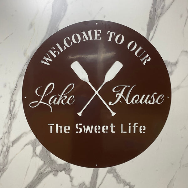 Personalized Lake House Metal Wall Sign, Lake House Monogram Metal Name Sign, Custom Family Name Lake Life Metal Wall Art, Cabin Lakeside Metal Decor